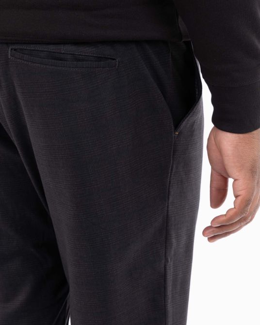 Pantalon à taille élastique Prince de Galles grande taille anthracite