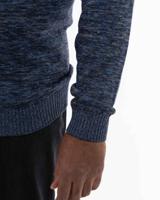 Pull mouliné homme grand bleu