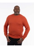 Pull col rond homme grand orange