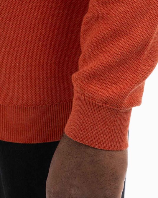 Pull col rond homme grand orange