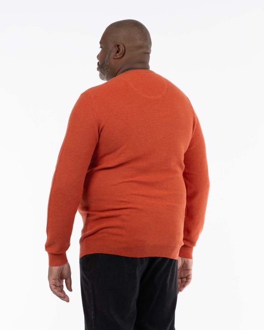 Pull col rond homme grand orange