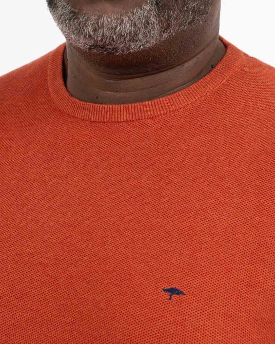 Pull col rond homme grand orange