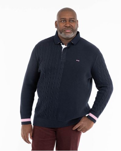 Pull col polo grande taille bleu marine