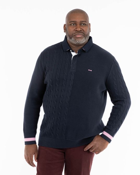 Pull col polo grande taille bleu marine