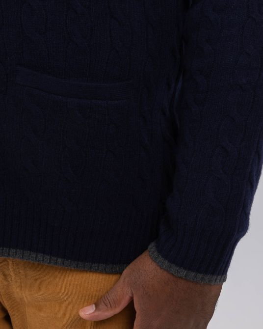 Cardigan boutonné pour homme grand bleu marine