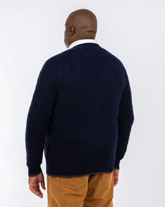 Cardigan boutonné pour homme grand bleu marine