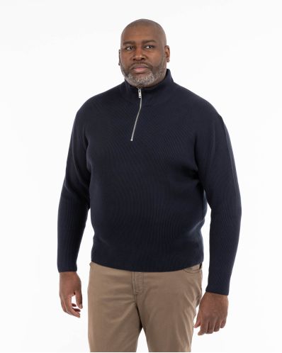 Pull col camionneur grande taille bleu marine