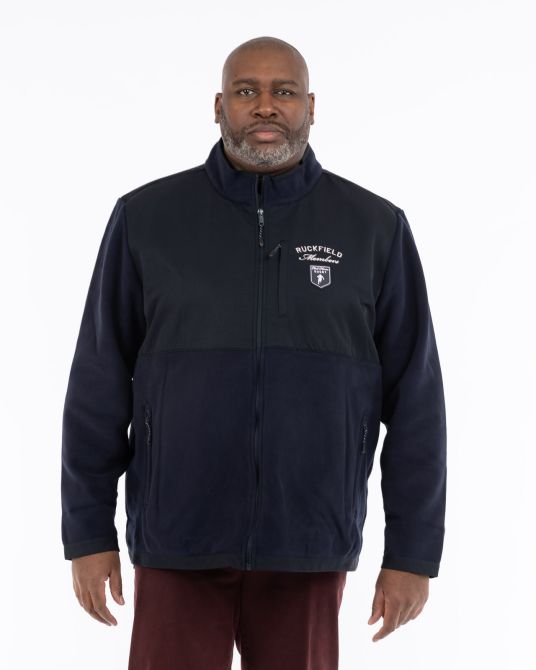 Blouson polaire bimatière grande taille bleu marine