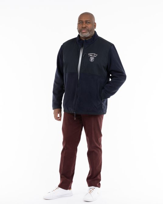 Blouson polaire bimatière grande taille bleu marine