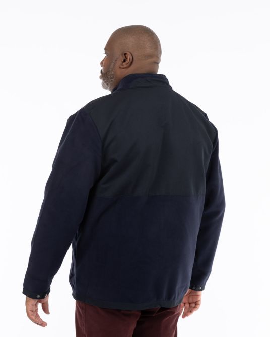 Blouson polaire bimatière grande taille bleu marine