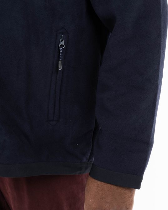 Blouson polaire bimatière grande taille bleu marine