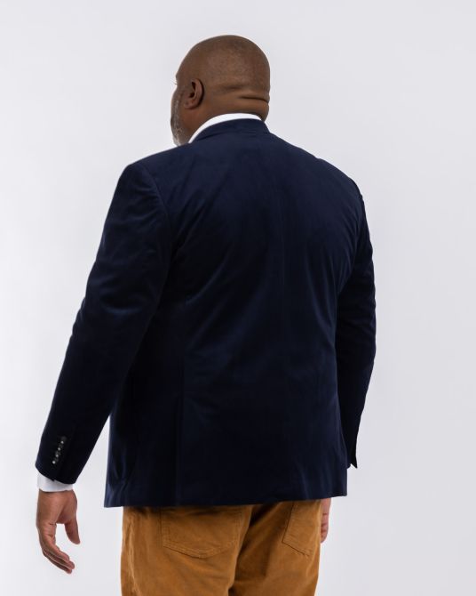 Veste en velours milleraies grande taille bleu marine