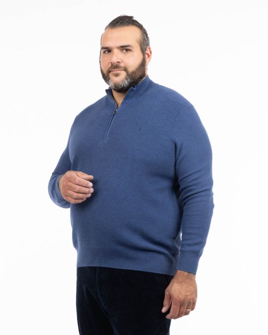 Pull armuré grande taille bleu