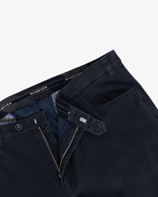 Pantalon chino armuré grande taille bleu marine