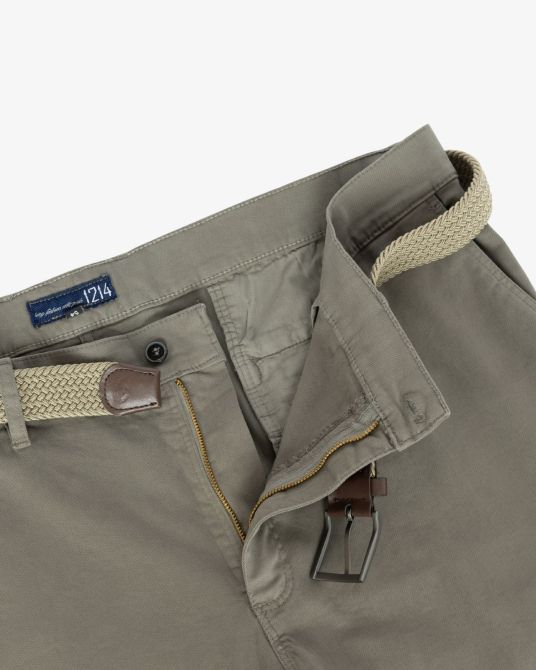 Pantalon chino twill grande taille avec ceinture beige