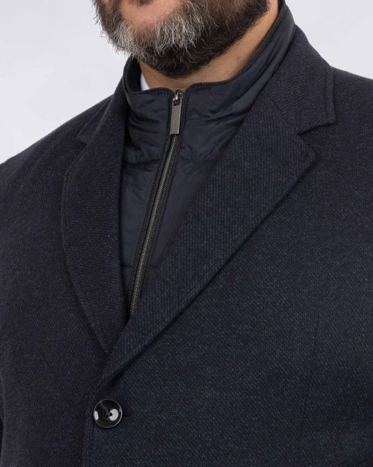 Manteau avec plastron grande taille bleu marine