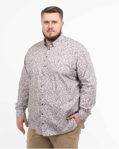 Chemise fleurie grande taille gris