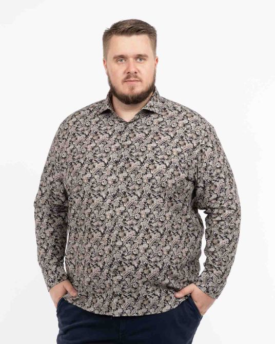 Chemise paisley grande taille noir