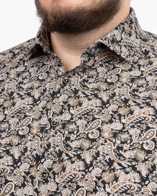 Chemise paisley grande taille noir