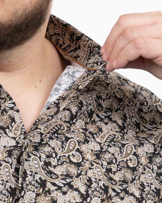 Chemise paisley grande taille noir