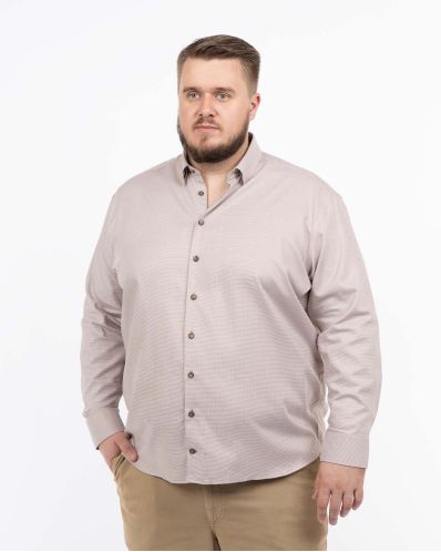 Chemise pied de poule grande taille beige