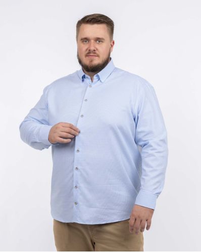 Chemise dobby gaufré grande taille bleu ciel