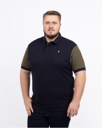 Polo piqué bicolore grande taille bleu marine