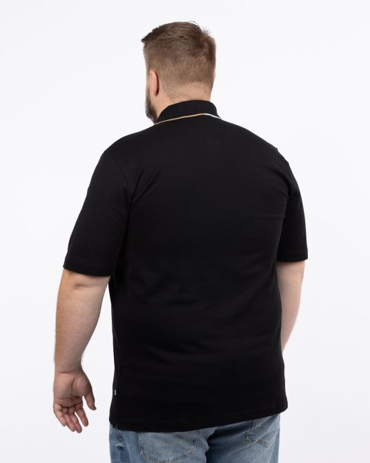 Polo zippé mercerisé grande taille noir