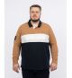 Polo manches longues piqué color block grande taille marron