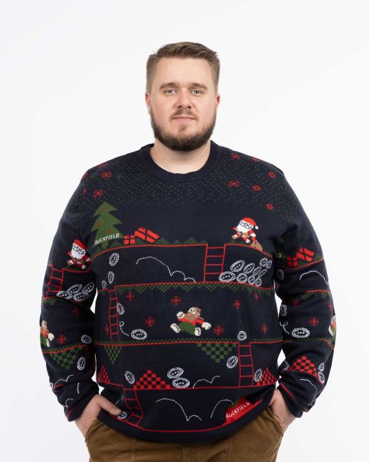 Pull de Noël grande taille bleu marine