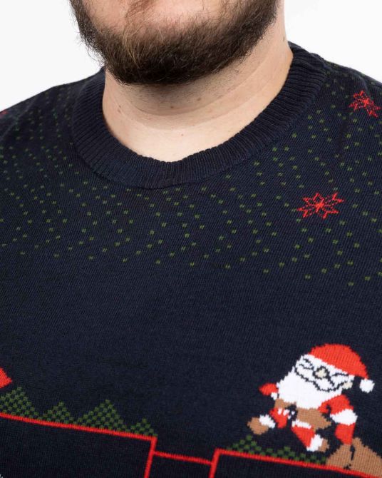 Pull de Noël grande taille bleu marine