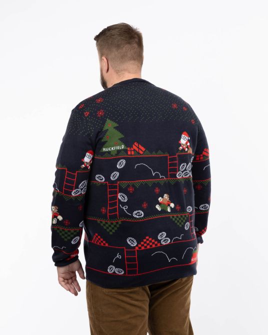 Pull de Noël grande taille bleu marine