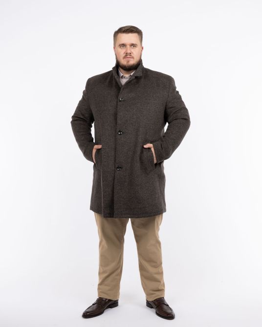 Manteau aspect laine grande taille marron