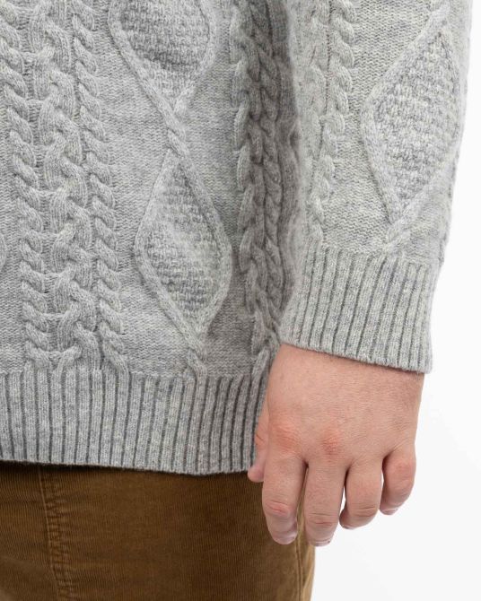 Pull aran grande taille gris clair