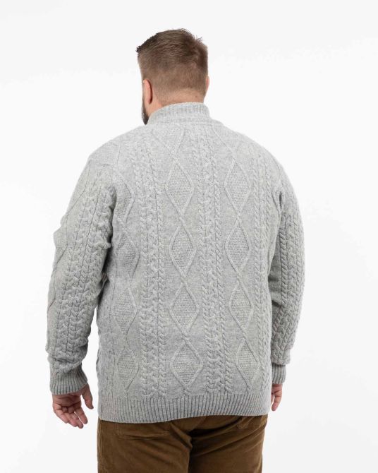 Pull aran grande taille gris clair