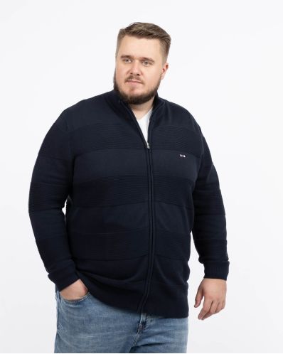 Gilet zippé jeu de mailles grande taille bleu marine