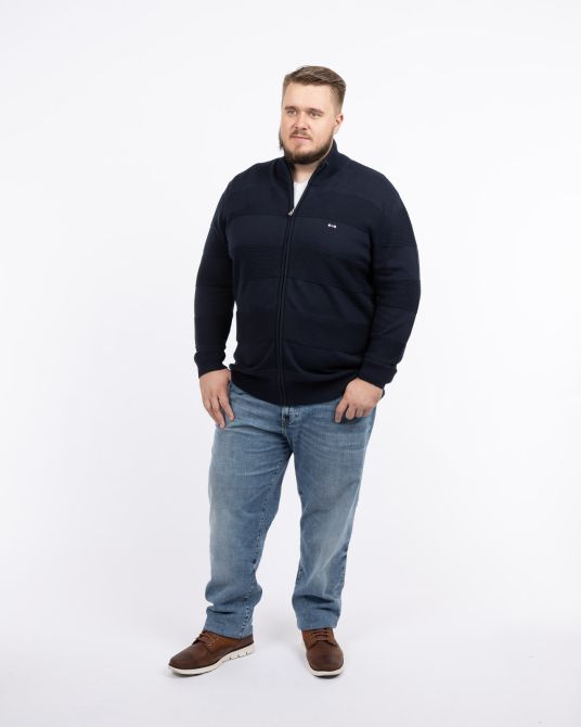 Gilet zippé jeu de mailles grande taille bleu marine