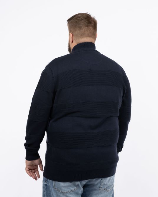 Gilet zippé jeu de mailles grande taille bleu marine