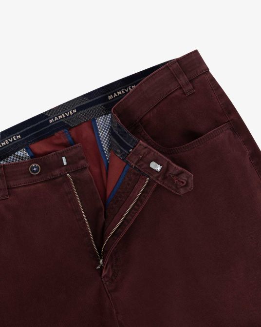 Pantalon chino armuré grande taille bordeaux