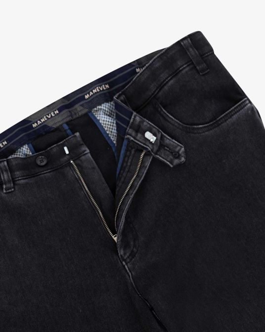 Pantalon chino effet denim grande taille noir