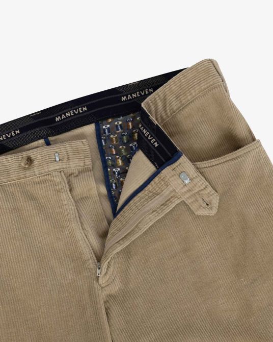 Pantalon chino grande taille en velours beige