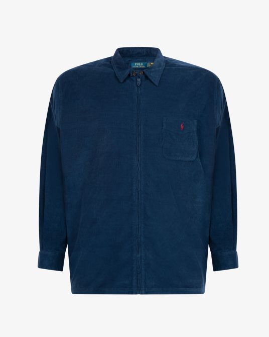 Chemise en velours zippée grande taille bleu marine