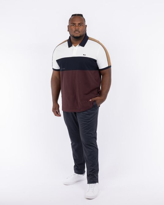 Polo piqué color block grande taille bordeaux