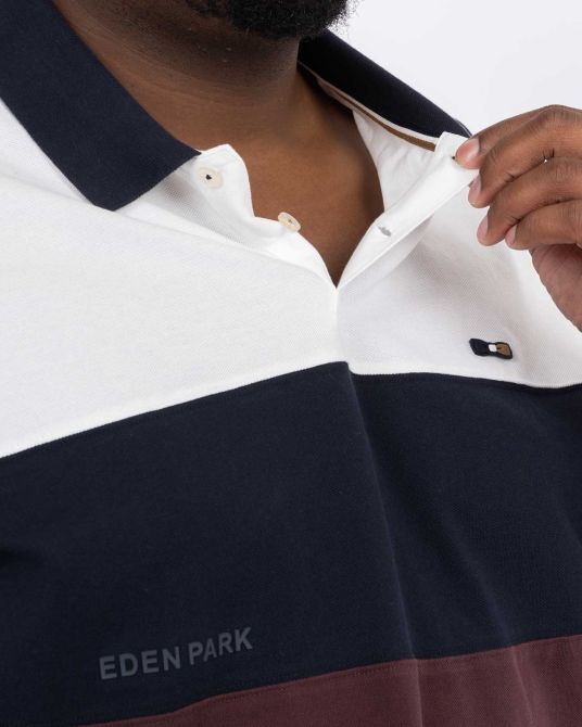 Polo piqué color block grande taille bordeaux