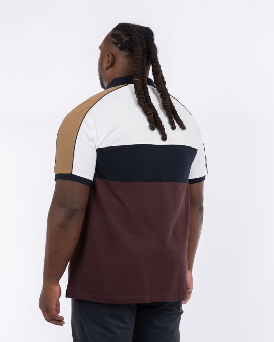 Polo piqué color block grande taille bordeaux