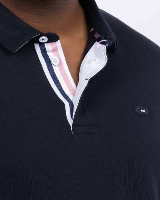 Polo manches longues jersey XV grande taille bleu marine