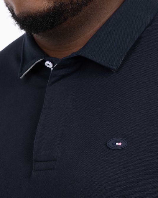 Polo manches longues jersey XV grande taille bleu marine