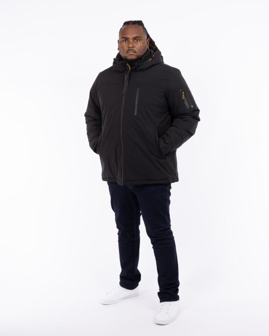 Blouson à capuche amovible grande taille noir