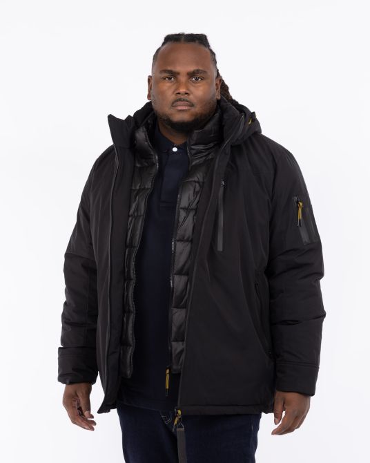 Blouson à capuche amovible grande taille noir