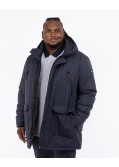 Parka longue à capuche amovible grande taille bleu marine